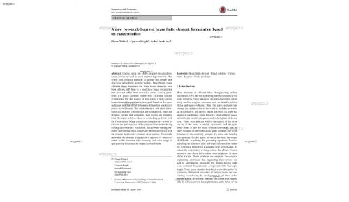 A new two‑noded curved beam finite element formulation based on exact solution